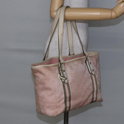 Gucci GUCCI GG Canvas Sherry Line Tote Bag Pink Gold 137396 Authentic 144533