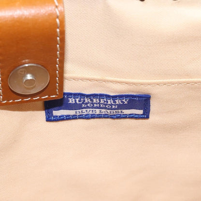 Burberry BURBERRY Blue Label Tote Bag Canvas Beige Silver Authentic bs27139