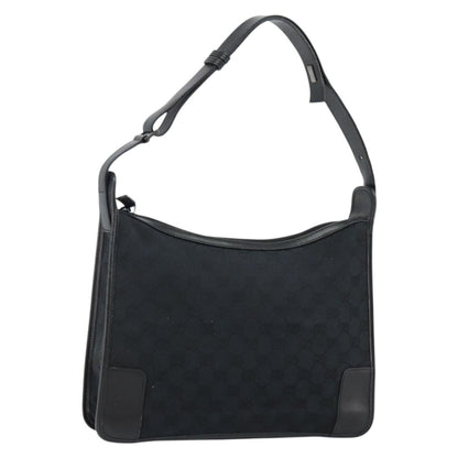 Gucci GUCCI GG Canvas Shoulder Bag Black Silver 001 4205 Authentic 143772