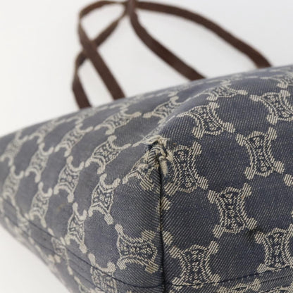 Celine CELINE Paris Macadam Canvas Tote Bag Blue Gold Authentic 157143
