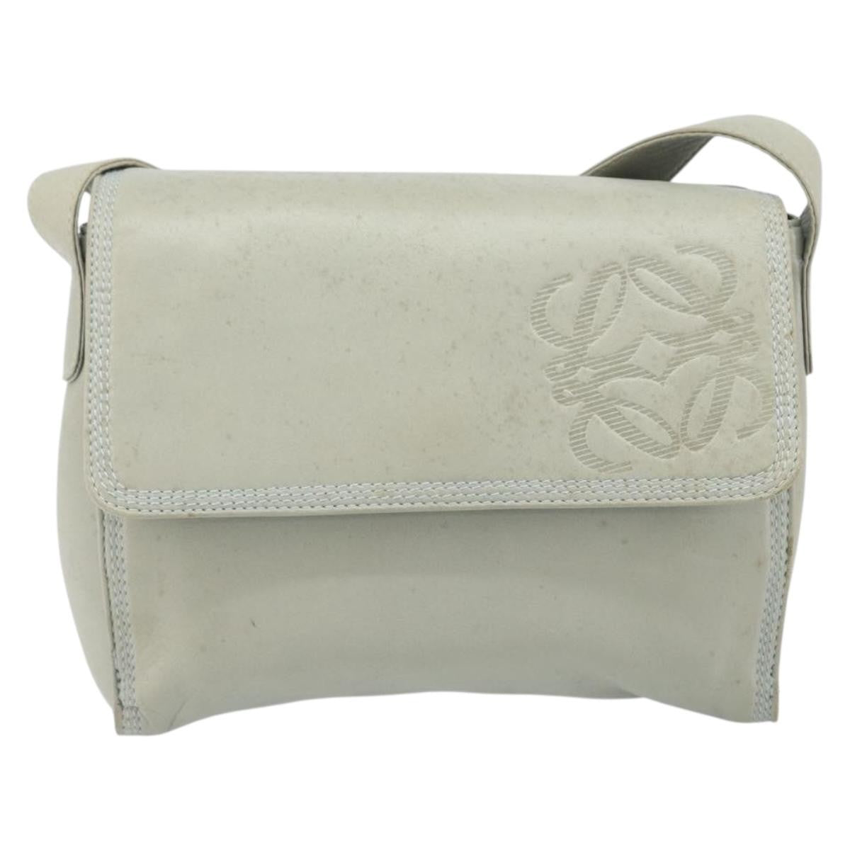 Loewe LOEWE Anagram Shoulder Bag Leather Gray Gold Authentic 166708