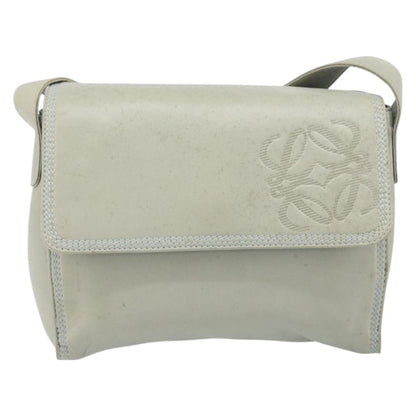 Loewe LOEWE Anagram Shoulder Bag Leather Gray Gold Authentic 166708