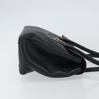 Salvatore Ferragamo Salvatore Ferragamo Gancini Hand Bag Leather Black Gold Authentic 157314