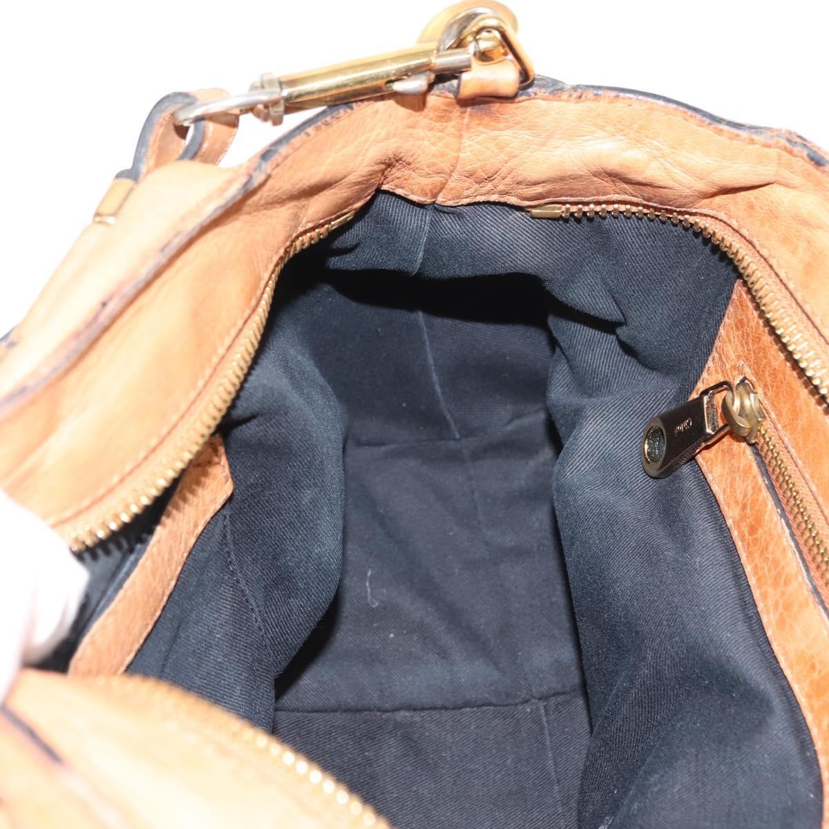 Chloé Chloé Chloe Etel Hand Bag Leather 2way Beige Gold Authentic fm4883