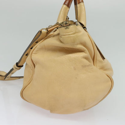 Chloé Chloé Chloe Etel Hand Bag Leather 2way Beige Gold Authentic am9018