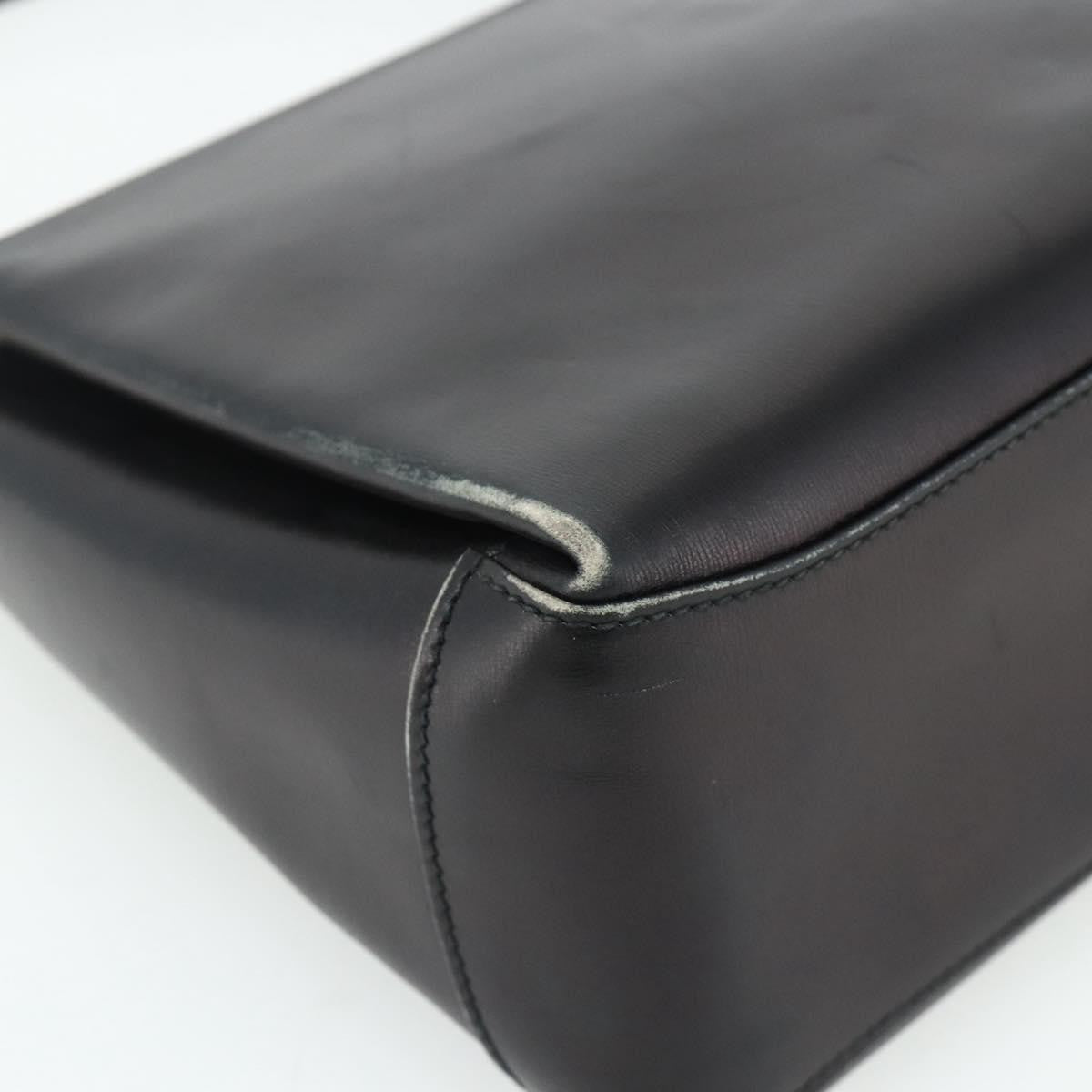 Gucci GUCCI Hand Bag Leather Black Gold Authentic ka4348