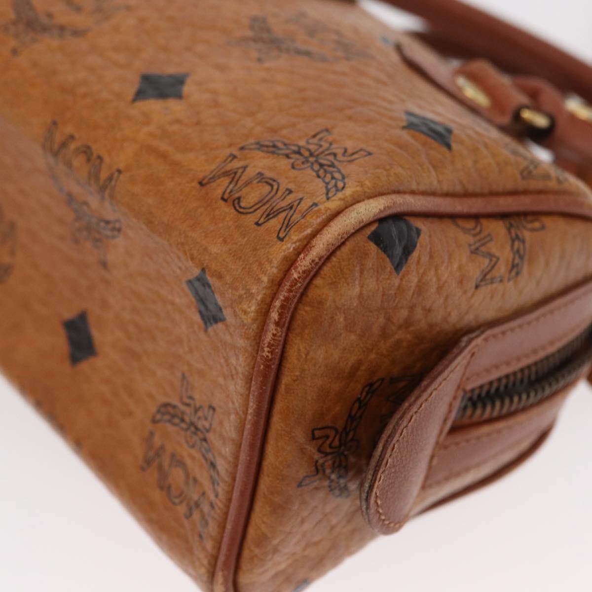 MCM MCM Vicetos Logogram Hand Bag PVC 2way Brown Gold Authentic 152390