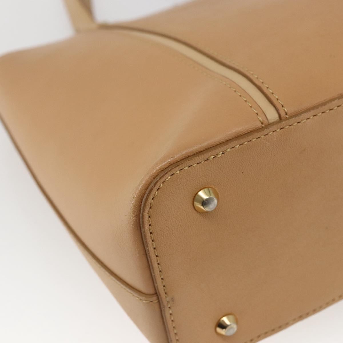 Burberry BURBERRY Hand Bag Leather Beige Gold Authentic 165049