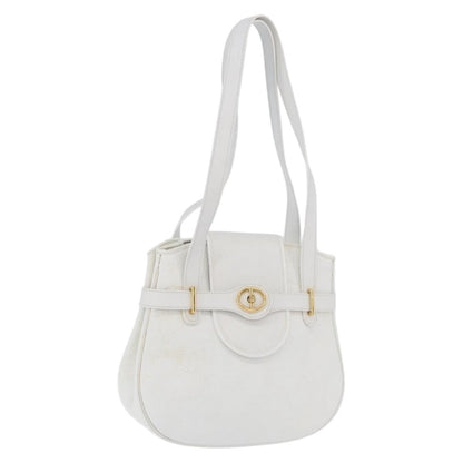 Dior Christian Dior Shoulder Bag Leather White Gold Authentic 176489