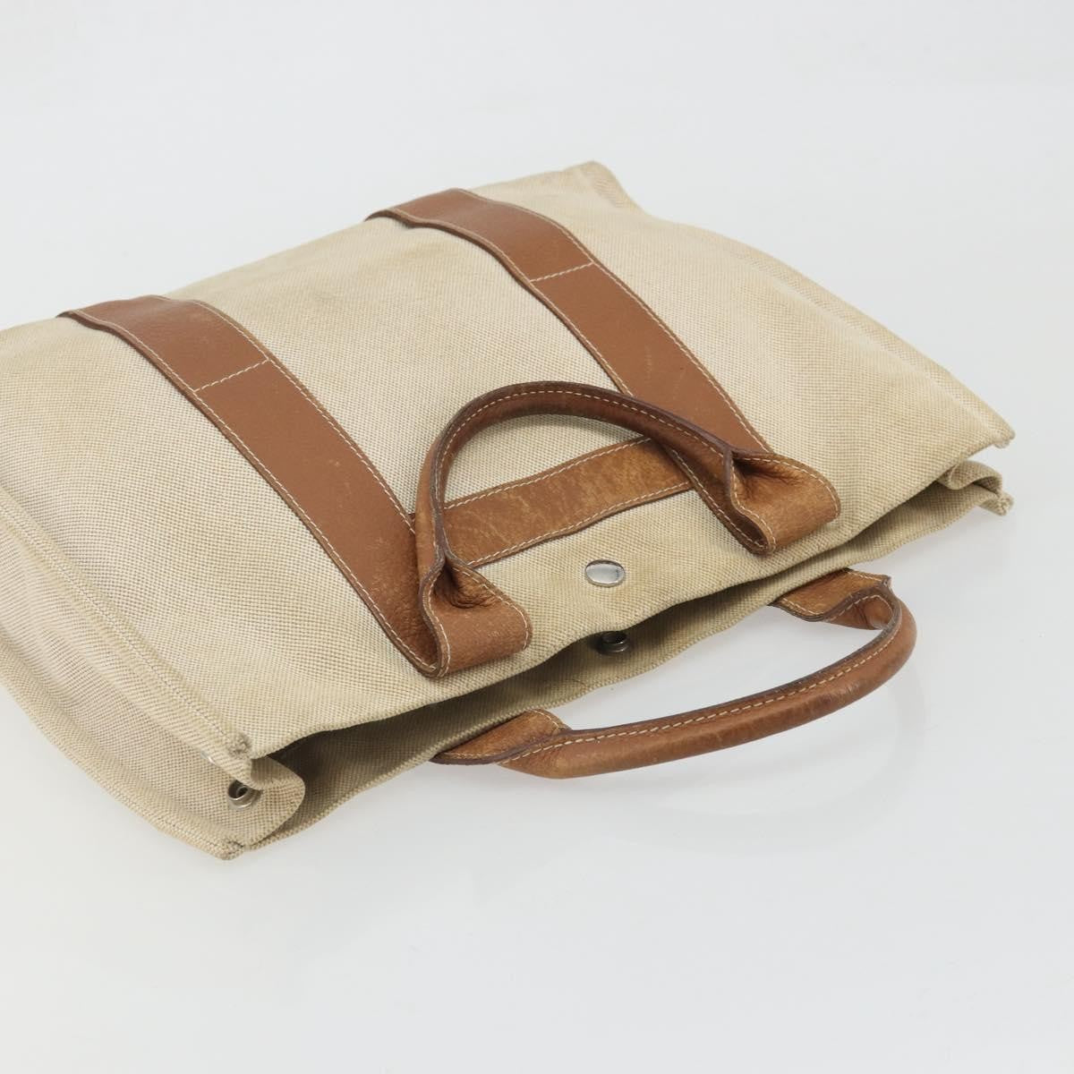 Hermès Hermès HERMES Sac Arne MM Hand Bag Canvas Beige Silver Authentic bs34423