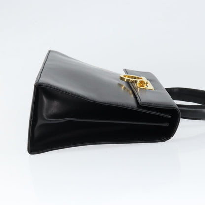 Salvatore Ferragamo Salvatore Ferragamo Gancini Hand Bag Leather Black Gold Authentic 149087
