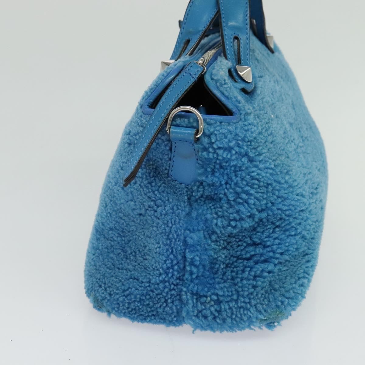 Fendi FENDI Hand Bag Mouton 2way Blue Silver Authentic 126111