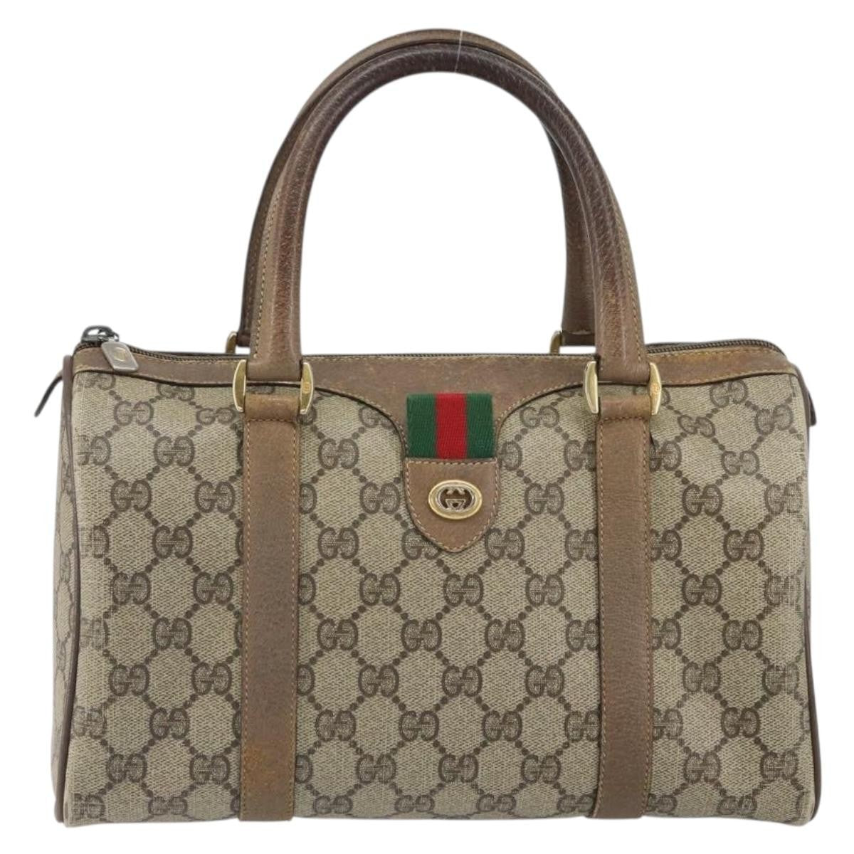 Gucci GUCCI GG Supreme Web Sherry Line Hand Bag PVC Beige 116 02 006 Authentic 162248