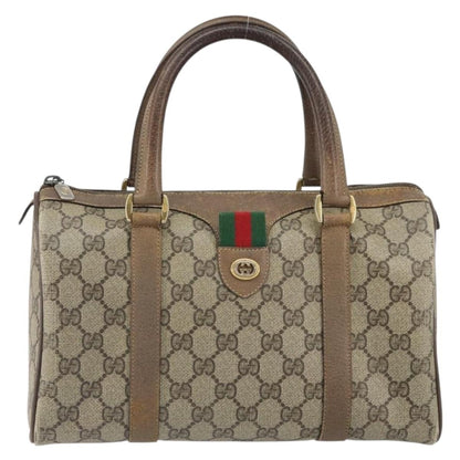 Gucci GUCCI GG Supreme Web Sherry Line Hand Bag PVC Beige 116 02 006 Authentic 162248