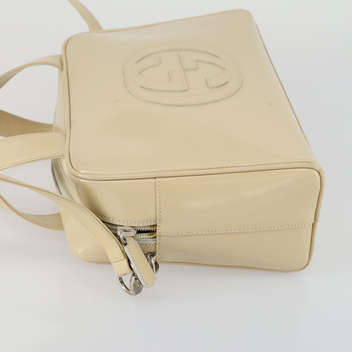 Gucci GUCCI Hand Bag Patent leather 2way Beige Silver 000 1274 0505 Authentic 155235