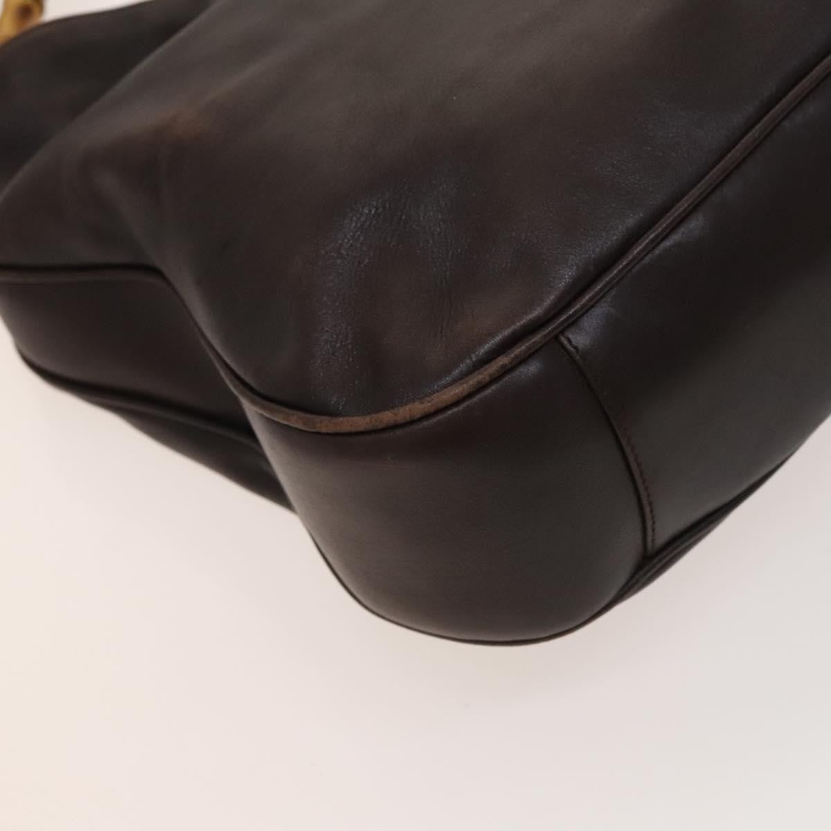 Gucci GUCCI Bamboo Hand Bag Leather 2way Brown Gold 001 2123 1577 Authentic th6173
