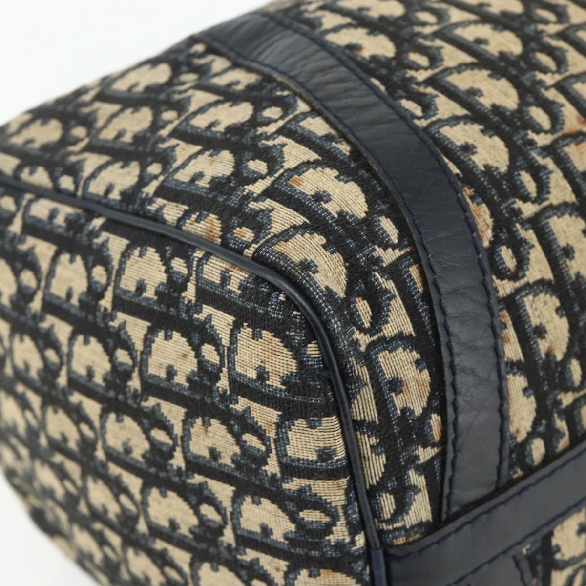 Dior Christian Dior Trotter Canvas Boston Bag Navy Silver Authentic 175415