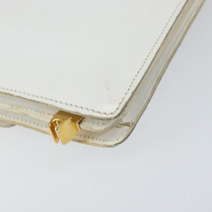 Celine CELINE Shoulder Bag Leather White Gold Authentic 156322