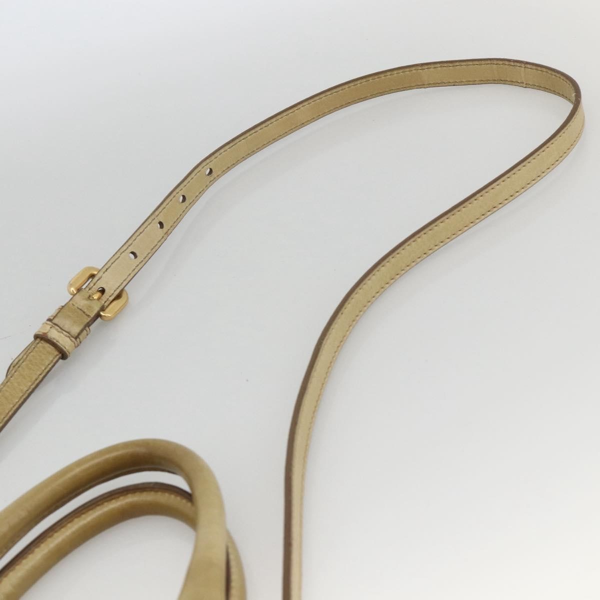 Prada PRADA Hand Bag Leather 2way Beige Gold Authentic 174345