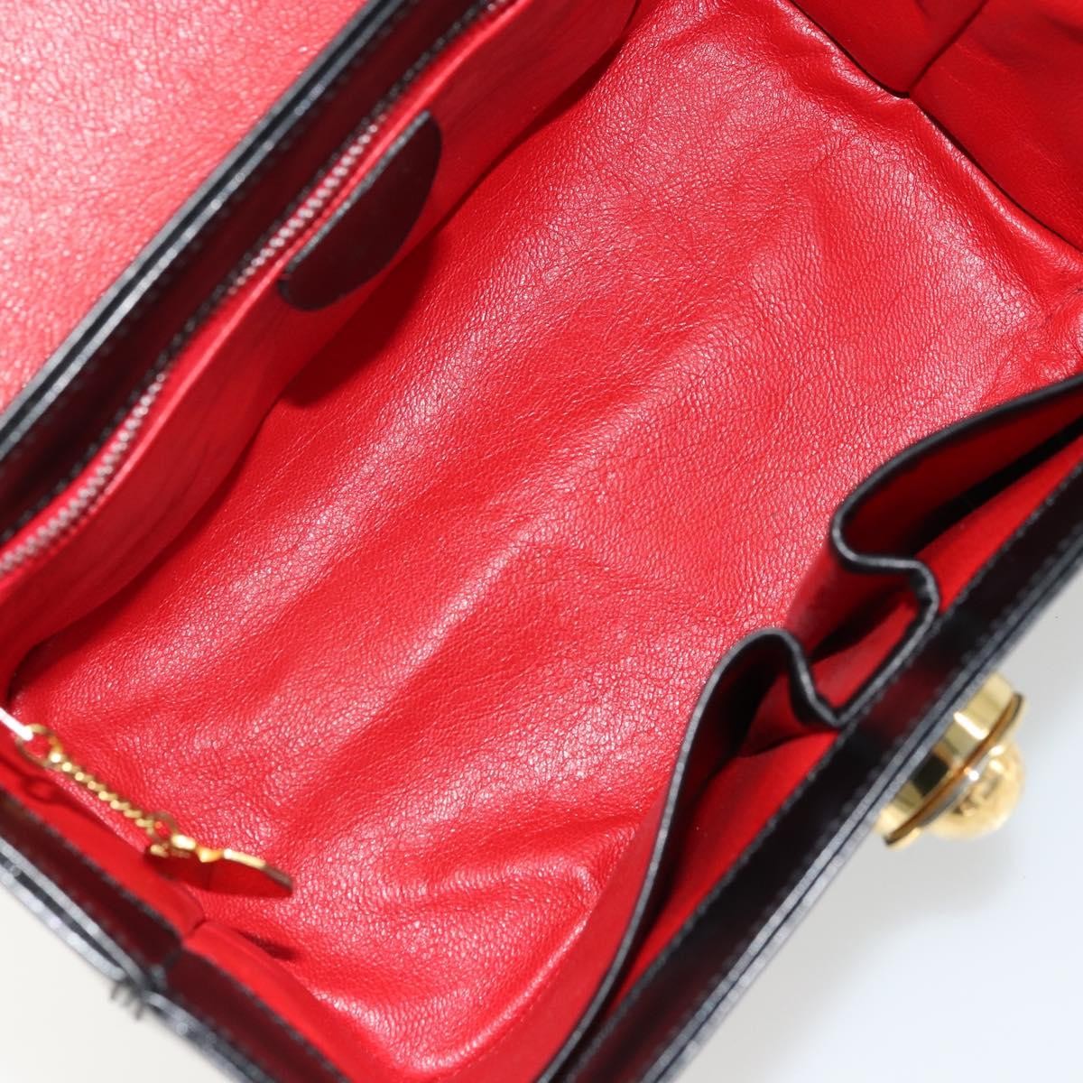 Celine CELINE Vanity Cosmetic Pouch Leather Black Gold Authentic 179213 Bag