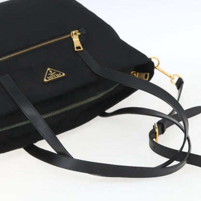 Prada PRADA Tote Bag Nylon 2way Black Gold Authentic ep12892