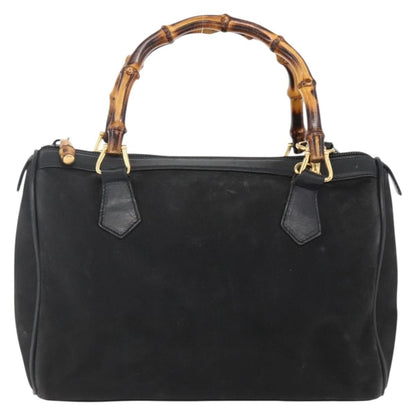 Gucci GUCCI Bamboo Hand Bag Suede 2way Black Gold 000 3444 0294 Authentic 161026