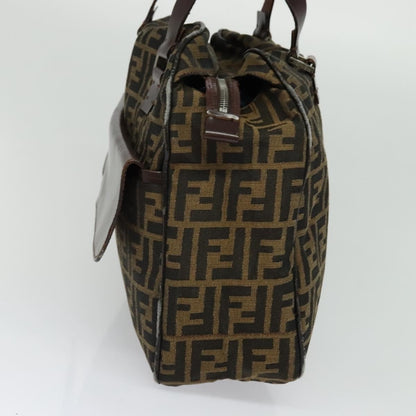 Fendi FENDI Zucca Canvas Hand Bag Black Brown Authentic ar13658