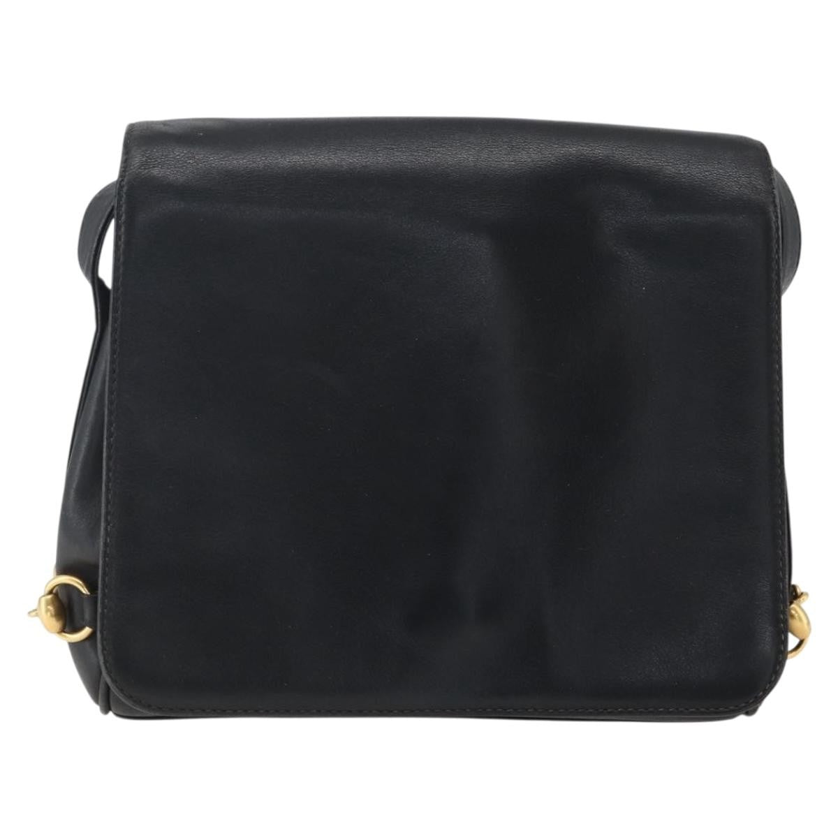 Gucci GUCCI Shoulder Bag Leather Black Silver 001 2214 Authentic ep13226