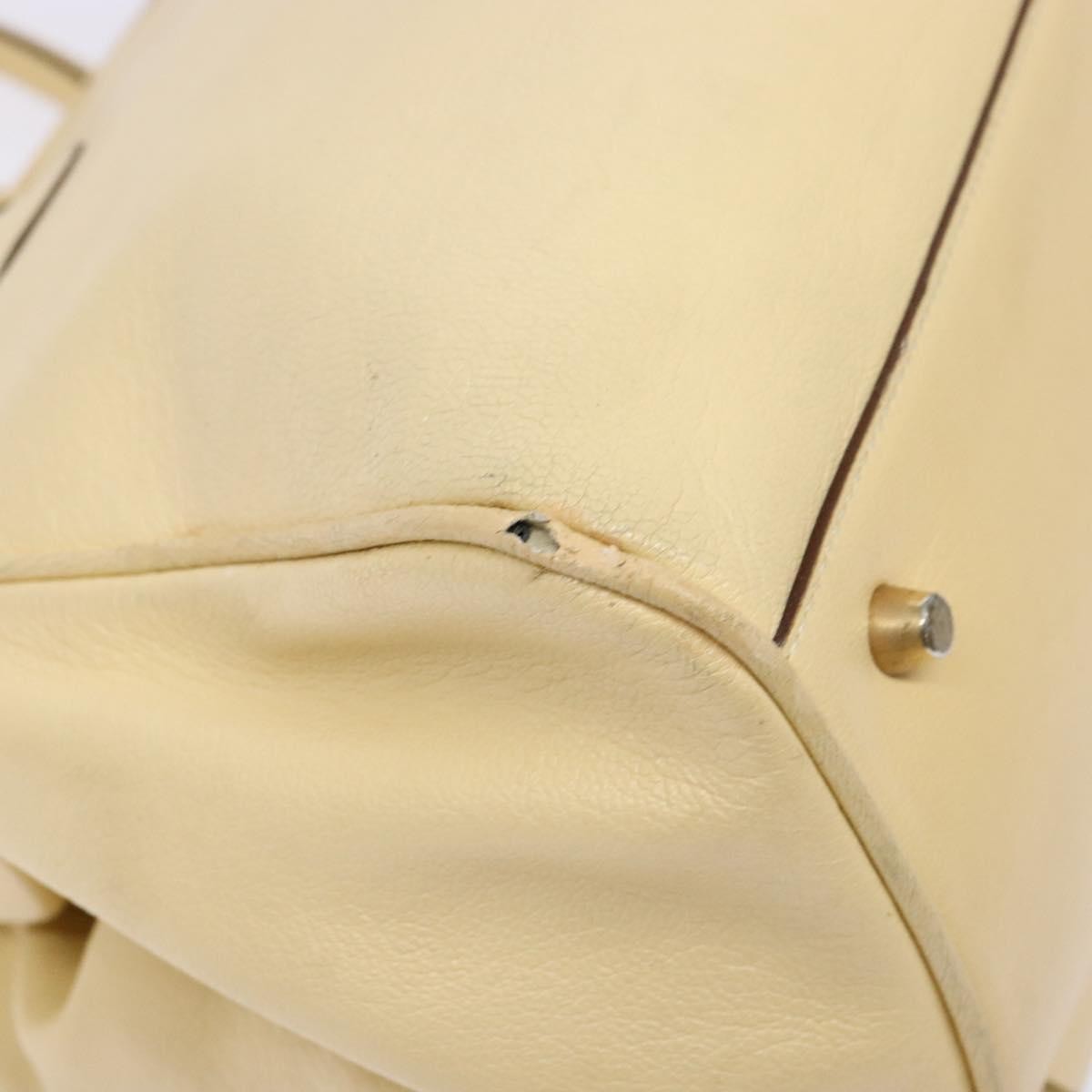 Prada PRADA Gamaguchi Hand Bag Leather Beige Gold Authentic 135924