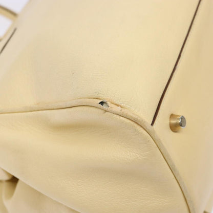 Prada PRADA Gamaguchi Hand Bag Leather Beige Gold Authentic 135924