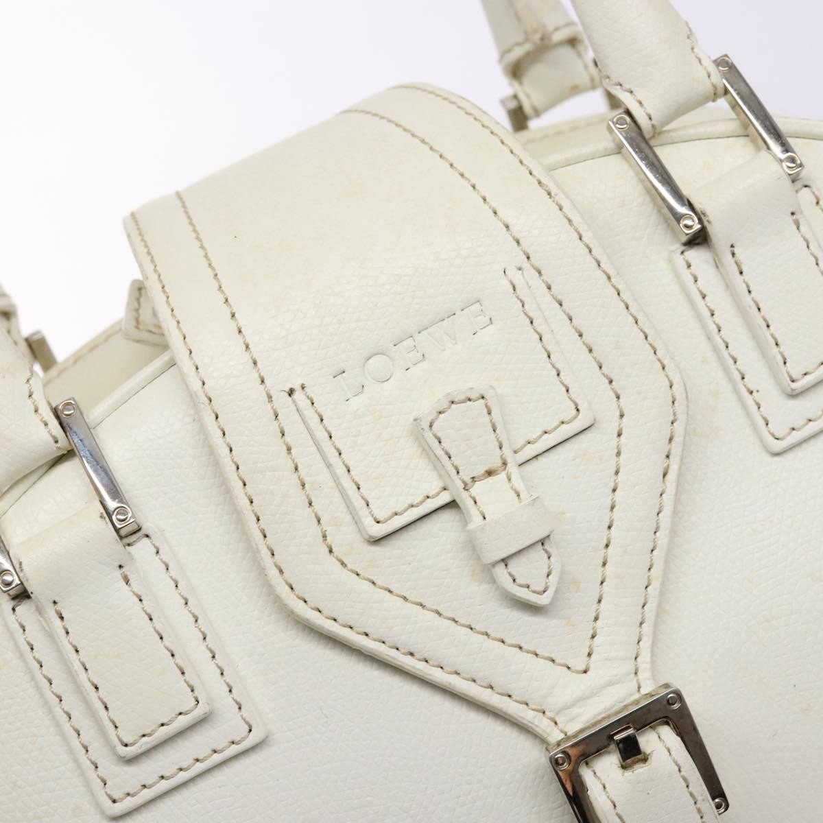 Loewe LOEWE Hand Bag Leather White Silver Authentic BA5296