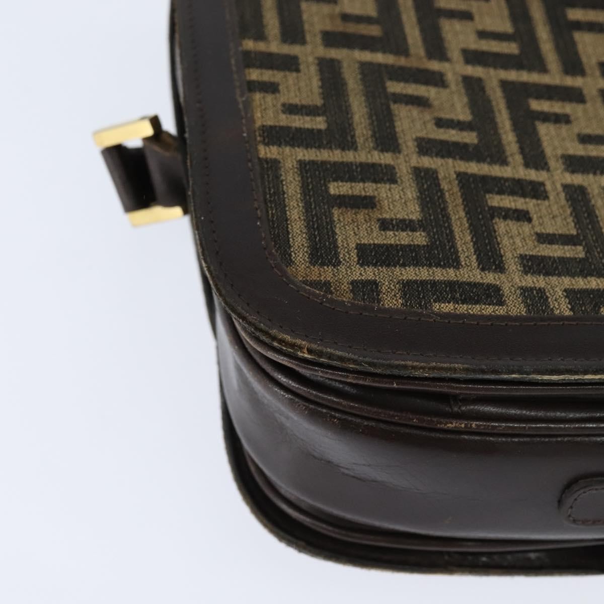 Fendi FENDI Zucca Canvas Shoulder Bag Black Brown Authentic 150285