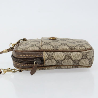 Gucci GUCCI GG Supreme Shoulder Bag PVC Beige Gold Authentic BA6562