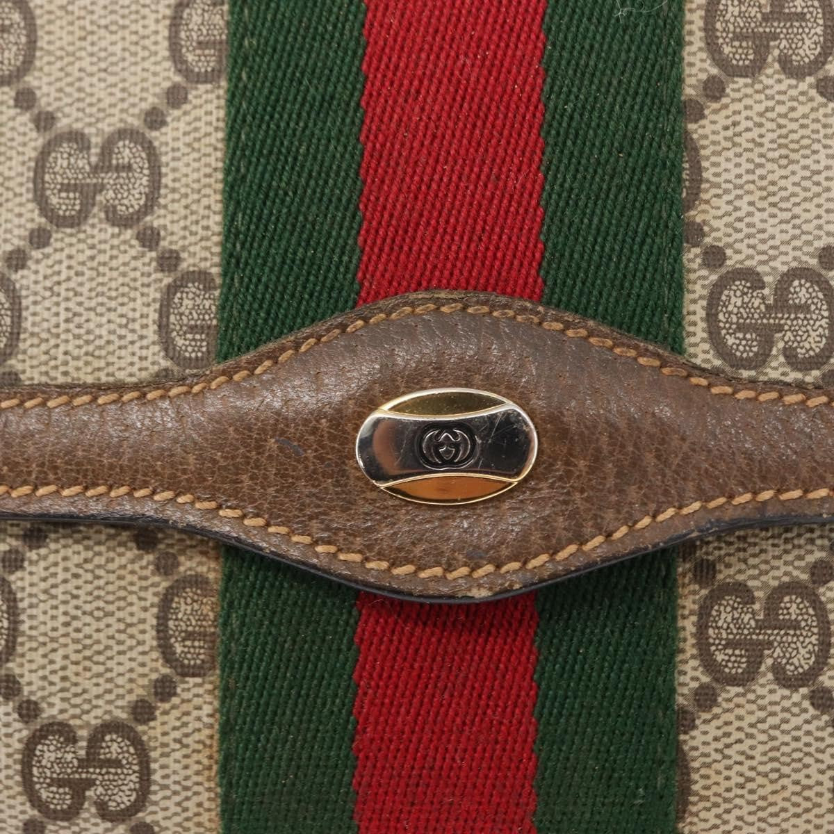 Gucci GUCCI GG Supreme Web Sherry Line Clutch Bag PVC Beige Gold 89 01 006 Authentic 155387