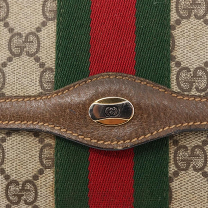 Gucci GUCCI GG Supreme Web Sherry Line Clutch Bag PVC Beige Gold 89 01 006 Authentic 155387