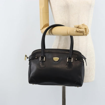 Gucci GUCCI Hand Bag Leather Black Gold Authentic BSZ350