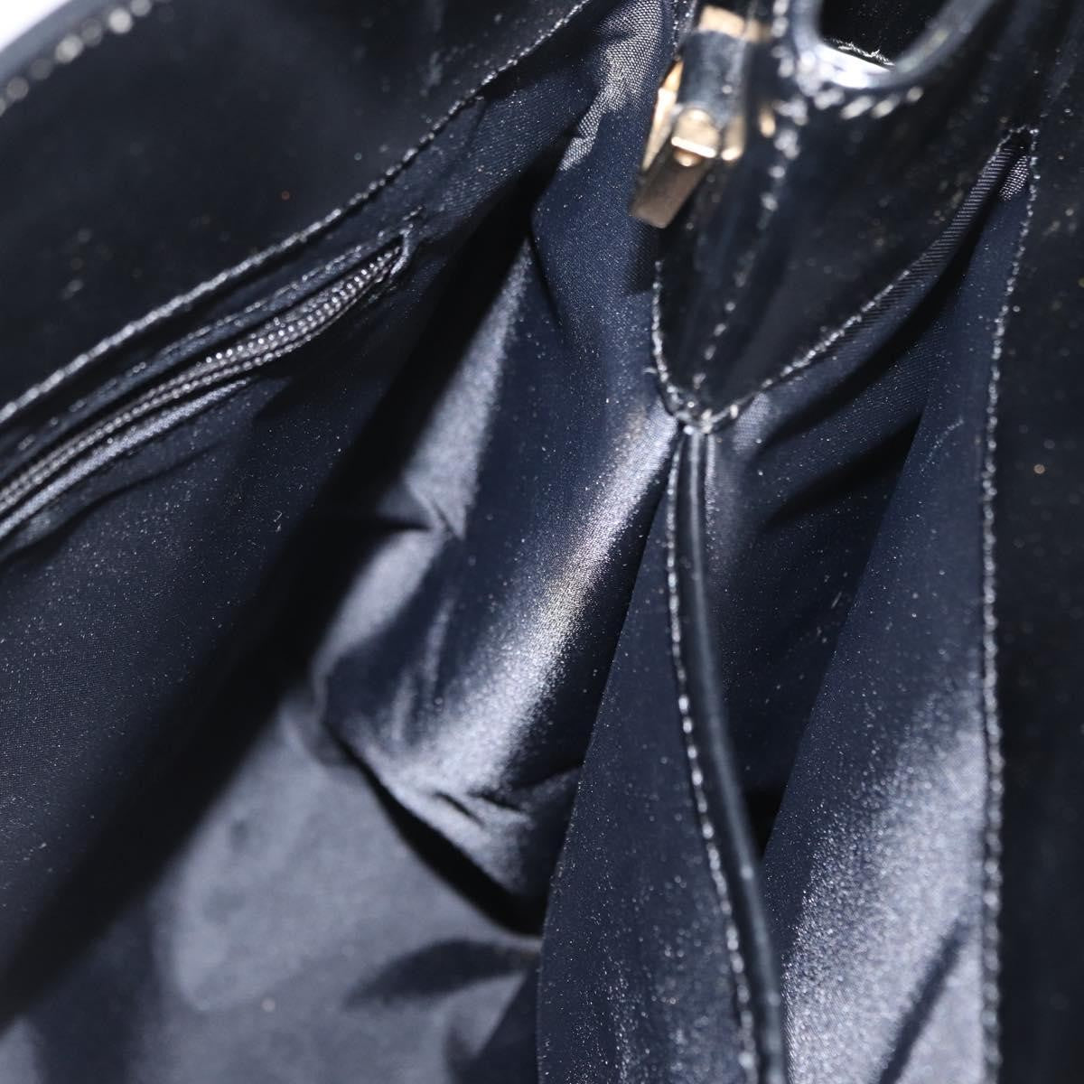Gucci GUCCI Hand Bag Leather Black Gold Authentic BA9107