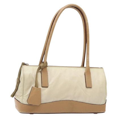 Prada PRADA Shoulder Bag Nylon Leather Beige Authentic bs29050