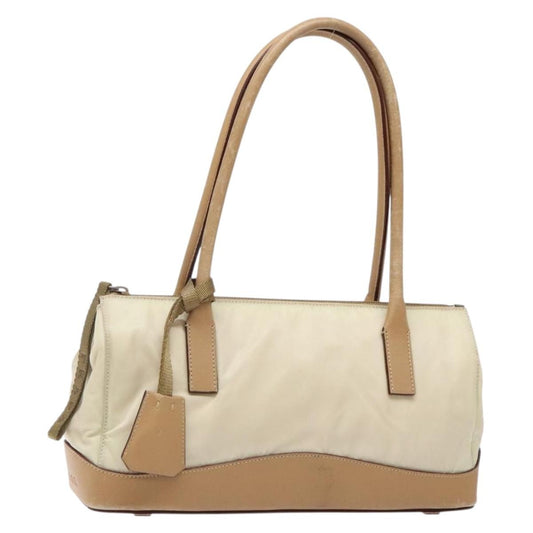 Prada PRADA Shoulder Bag Nylon Leather Beige Authentic bs29050
