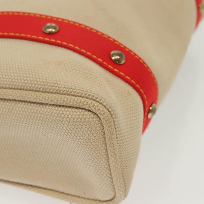 Louis Vuitton LOUIS VUITTON Antigua Cabas MM Tote Bag Beige Red M40035 LV Authentic 137278