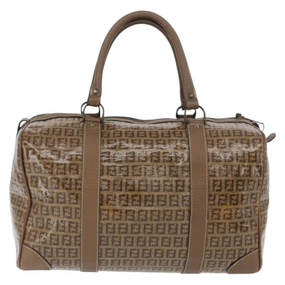 Fendi FENDI Zucchino Canvas Hand Bag PVC 2 Set Brown Authentic ti3754