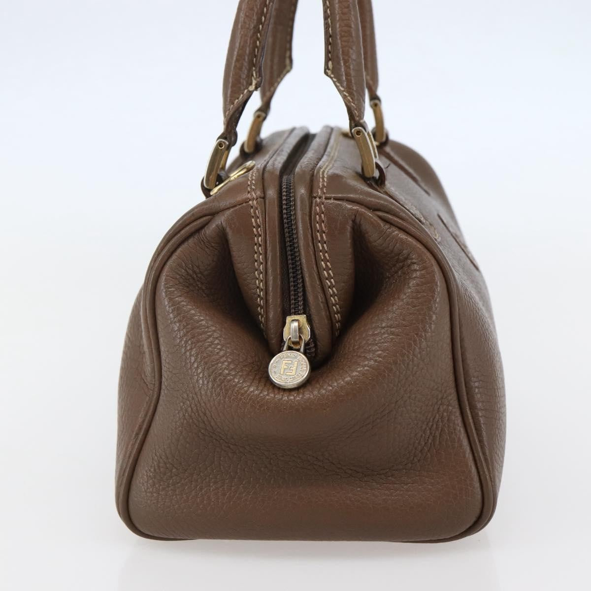 Fendi FENDI Hand Bag Leather Brown Gold Authentic kk558