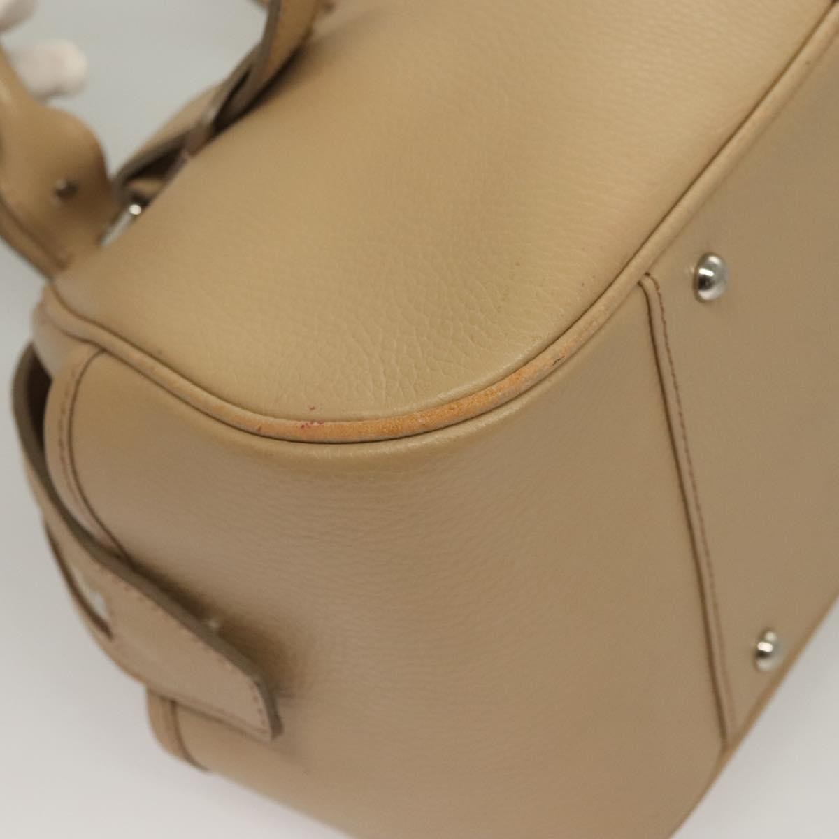 Burberry BURBERRY Hand Bag Leather Beige Silver Authentic ep9861