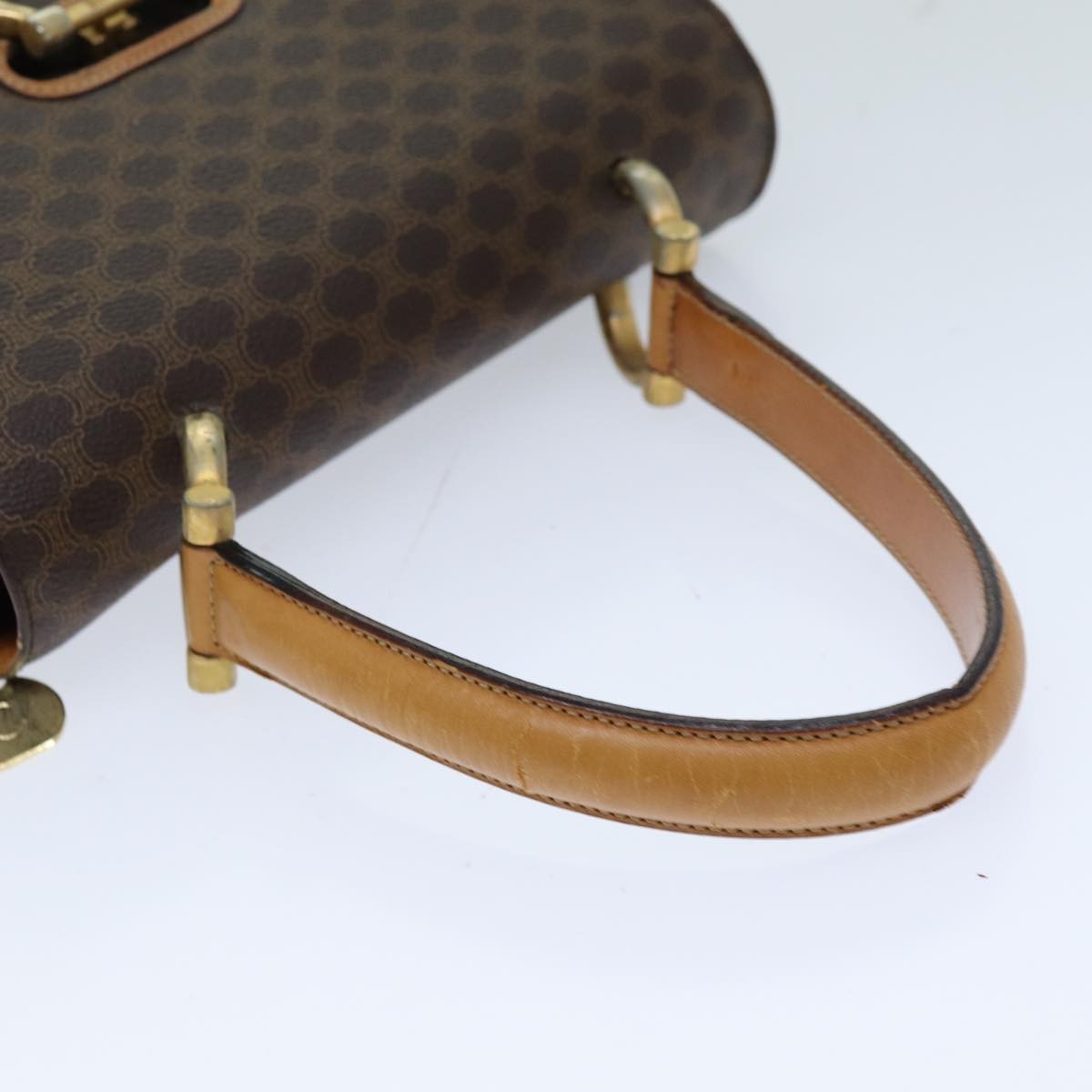 Celine CELINE Macadam Canvas Hand Bag PVC Brown Authentic 76088