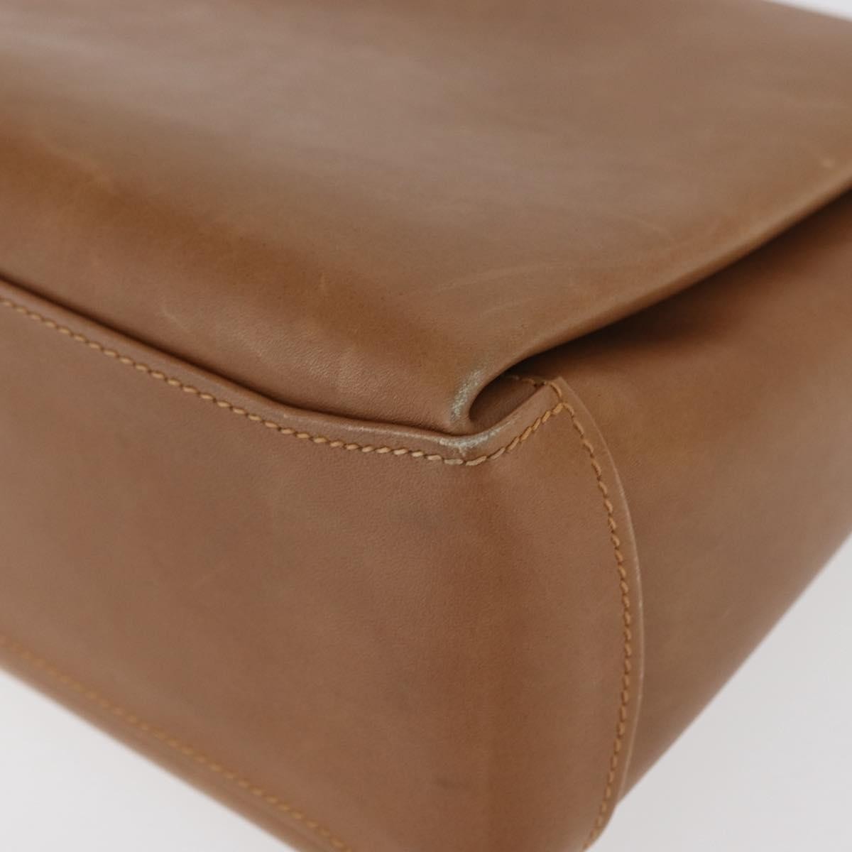 Gucci GUCCI Hand Bag Leather Brown Gold Authentic ka3873