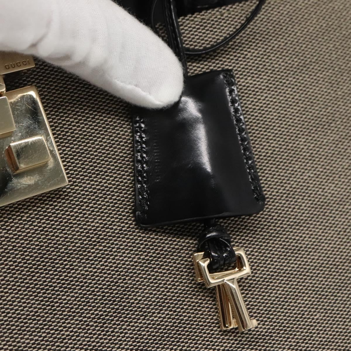 Gucci GUCCI Hand Bag Canvas Beige Gold Authentic bs25071