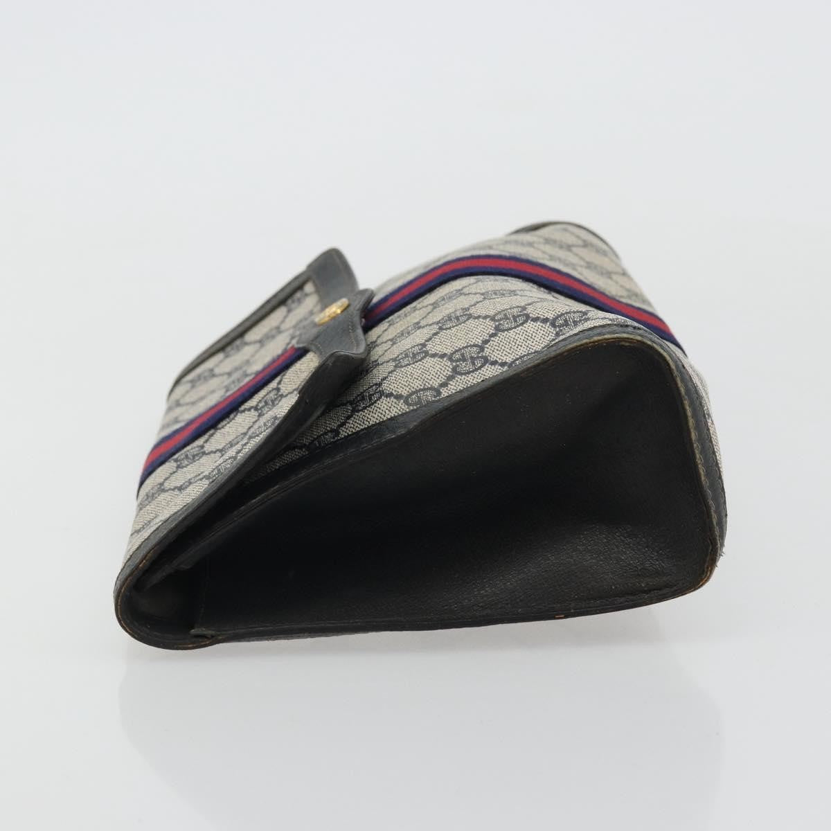 Gucci GUCCI GG Supreme Sherry Line Clutch Bag PVC Navy Gold 41 014 3087 Authentic YKZ1523