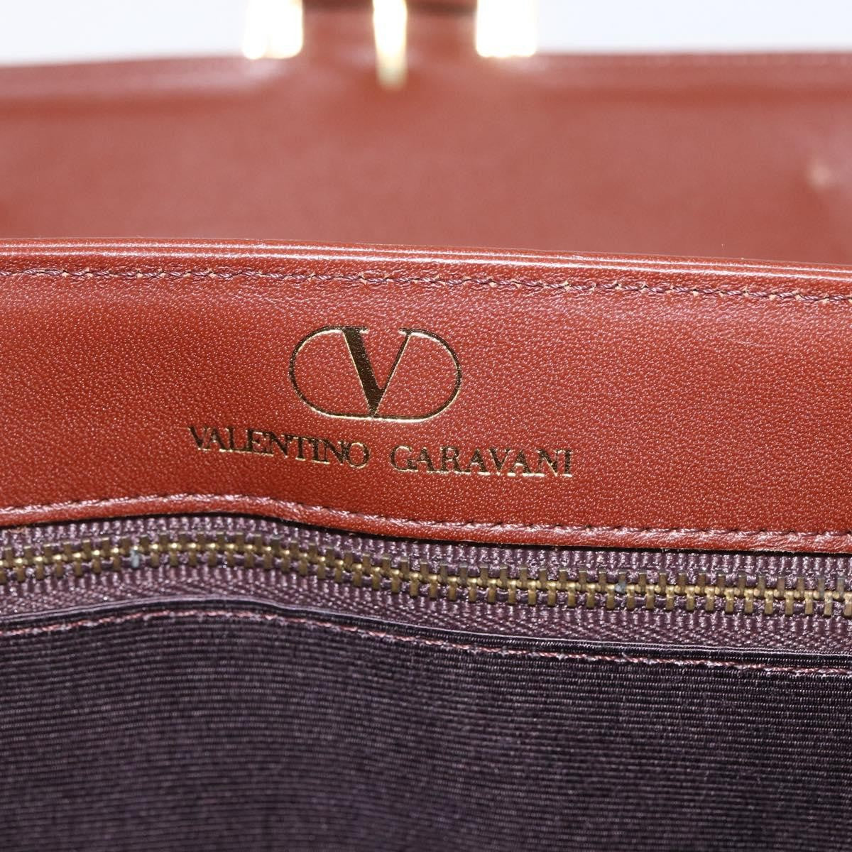 Valentino VALENTINO Hand Bag Leather 2way Brown Gold Authentic hk3311