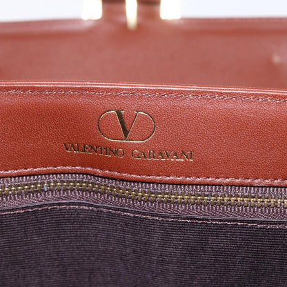 Valentino VALENTINO Hand Bag Leather 2way Brown Gold Authentic hk3311