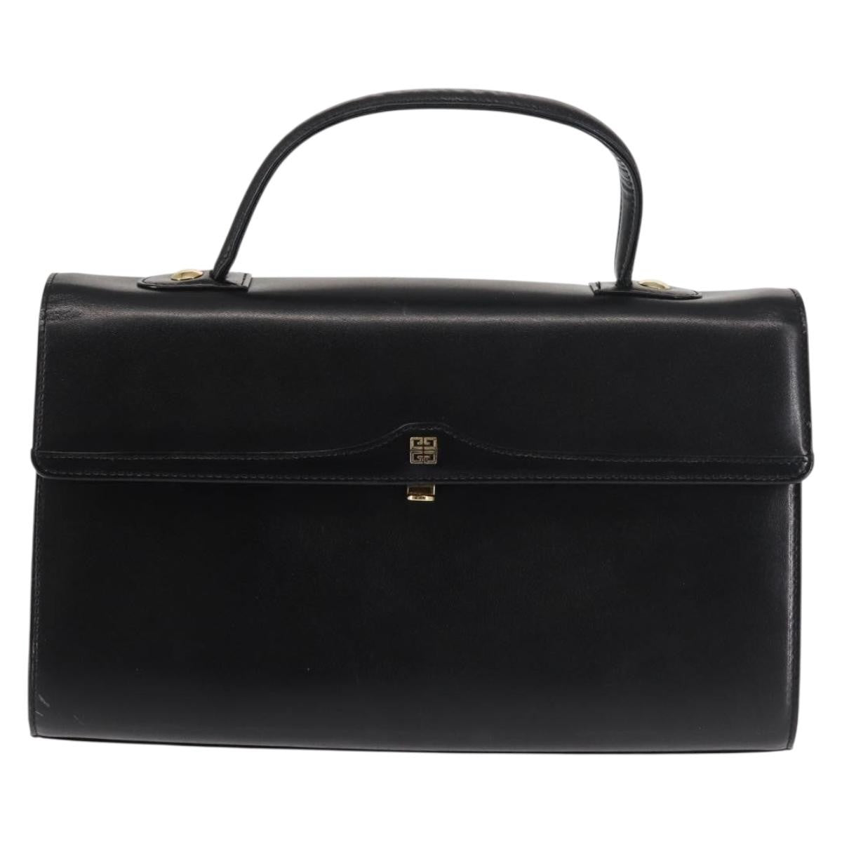 Givenchy GIVENCHY Hand Bag Leather Black Gold Authentic BA6452
